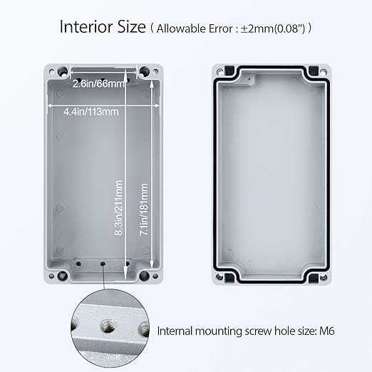 LeMotech Electrical Box, Aluminum Alloy Metal Junction Box, IP67 Waterproof Dustproof Project Box, Outdoor Universal Enclosure, Grey 8.6x4.7x3.5in (220x120x90mm)