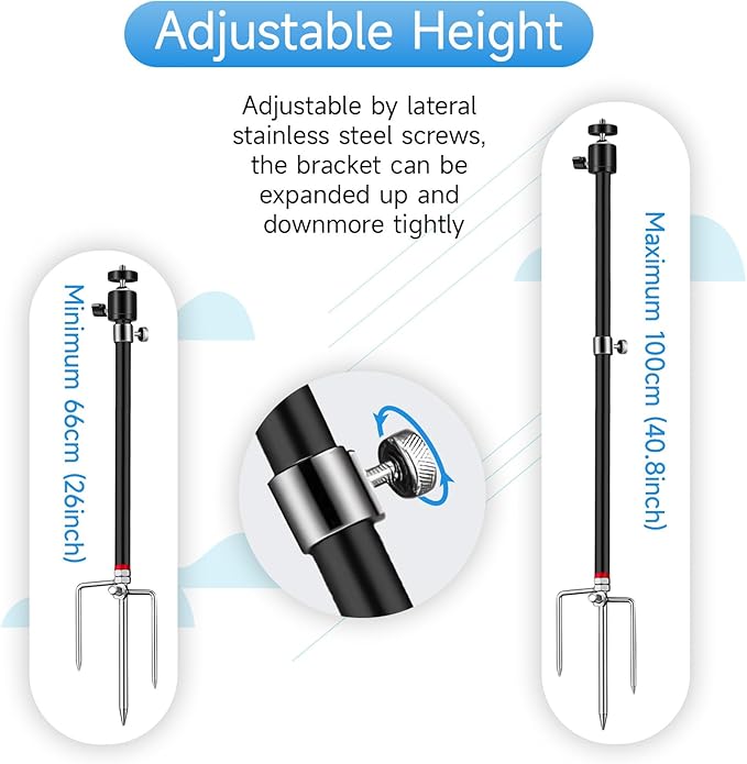 Trail & Game Camera Stand Mounts, 3-in-1 Aluminum, 360° Adjustable, Foldable, Compatible with 1/4''-20 Screw Devices for Trail Cameras, Solar Panels, Night Fishing Lights etc.(3 Pack)