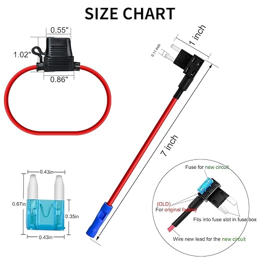 MuHize Mini ATM Fuse Tap Kit with 16 AWG Wiring - 120 Pcs 5A to 30A Fuses for Car RV Camper | Locking Holder Design
