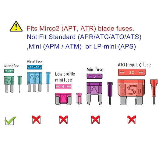 MuHize Micro2 Fuse Tap Add-a-Circuit Kit - 70 Pcs Total (60 Fuses 5A-30A + 4 Adapters) for Car Electronics, ATM Blade Fuse Standard, Compatible with Dash Cam/LED Lights/Audio System