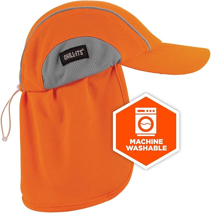Ergodyne Womens High-performance Hat And Neck Shade Baseball Cap, Orange