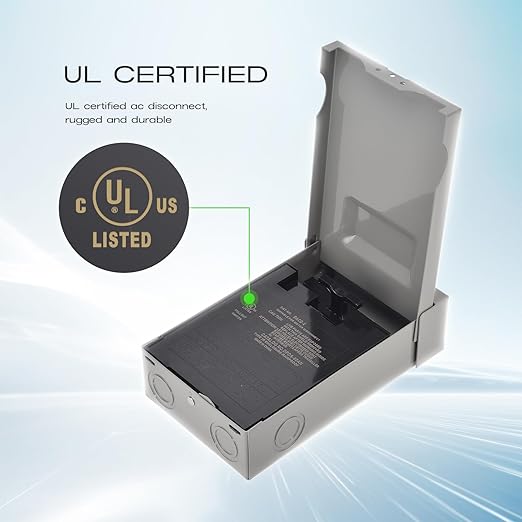AC Disconnect Box Outdoor, CNAODUN 60 Amp Disconnect 120/240 Volt 2 Pole 1 Phase 3wire Waterproof Pull Out Switch Metal Box for Air Conditioner Fused UL Listed（Fuse not Included）