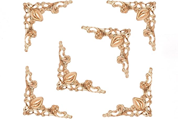 50 Pcs Corner Protector Guard Edge Cover, Book Scrapbooking Corner Protector Corner Decorative Protector Cover for Desk Case Box (Rose Gold)