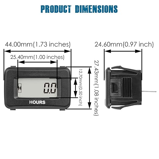 Runleader Digital Hour Meter for Maintenance,AC/DC 5V to 277V for Riding Lawn Mower Generator Compressor Tractor Golf Cart Motorhome Snowmobile etc.