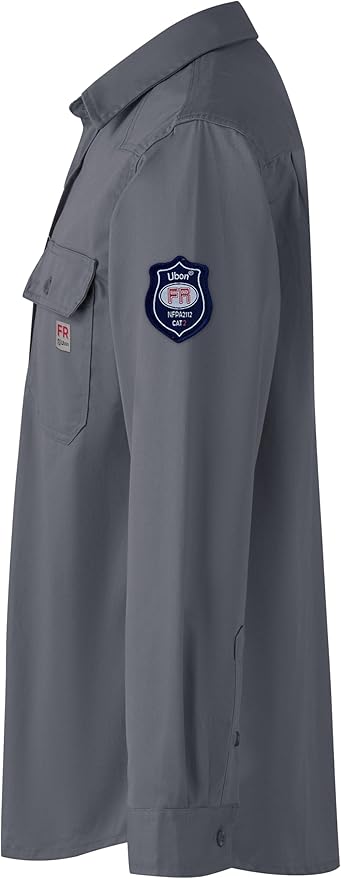 Ubon FR Shirts for Men Flame Resistan Welding Shirt FRC Work Shirt Long Sleeve Welder Shirts 7.5 Oz