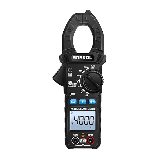Digital Multimeter Tester 4000 Counts Amp Clamp Meter with 35mm Jaws for AC/DC Voltage and AC Current Meter, Resistance, Diode Capacitance, Continuity, Frequency, NCV Auto-Ranging