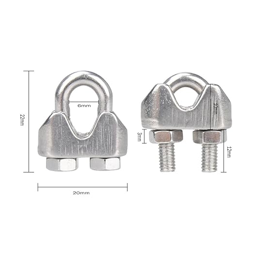 YAMASO 20PCS 5/32 Inches M4 Stainless Steel Wire Rope Cable Clip Clamp