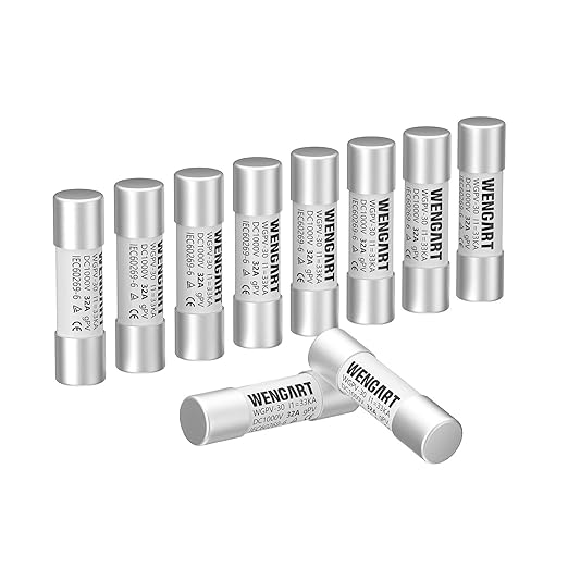 Wengart Solar Fuses WGPV-30,DC1000V 32Amp,10x38mm,I133kA,Fast Photovoltaic Fuses for Solar Photovoltaic Applications,10pcs