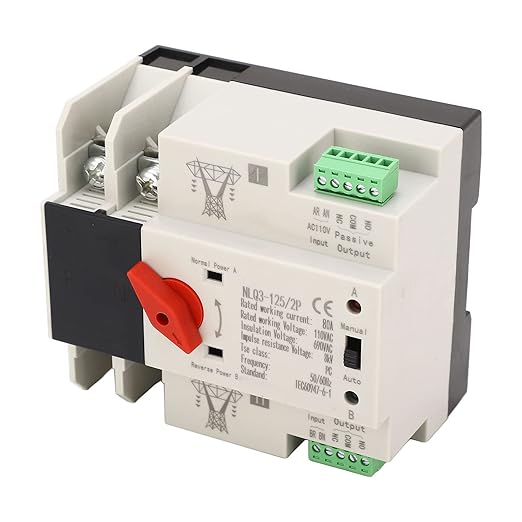 AC110V 63A 2P Mini ATS Automatic Power Automatic Transfer Switch,Dual Power Automatic Transfer Switch 110V Transfer Switch Changeover Power Switch