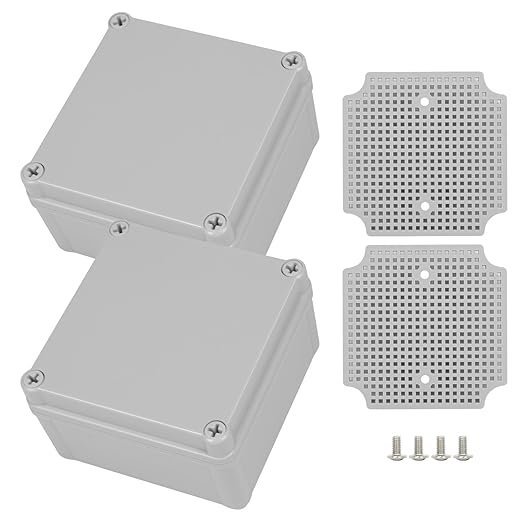 Junction Box, 4.9"x 4.9"x 3"(2 Pack) Outdoor Electrical Box with Mounting Plate, IP67 Dustproof Waterproof ABS Plastic Project Box, DIY Electrical Enclosure Gray (125x 125x 75 mm)