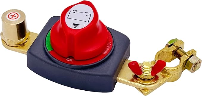 Ampper Top Post Battery Disconnect Switch 12V - 48V, Marine Battery Switch Disconnect Power Cut Off with Battery Terminal for Car RV Boat (Positive, On/Off)