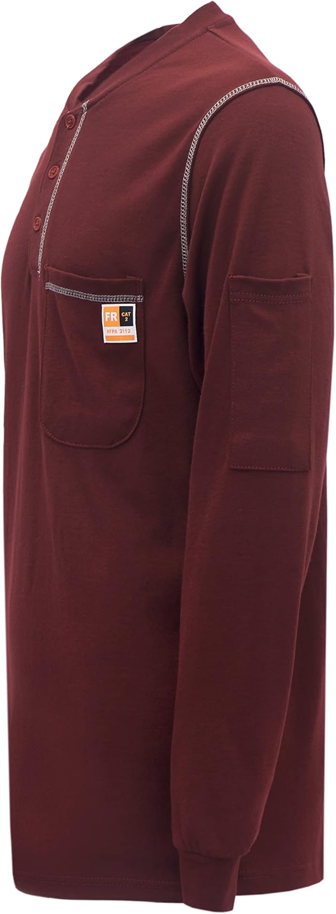 KONRECO FR Shirts for Men Long Sleeve 7oz Cotton Flame Resistant/Fire Retardant CAT2 Henley Shirt