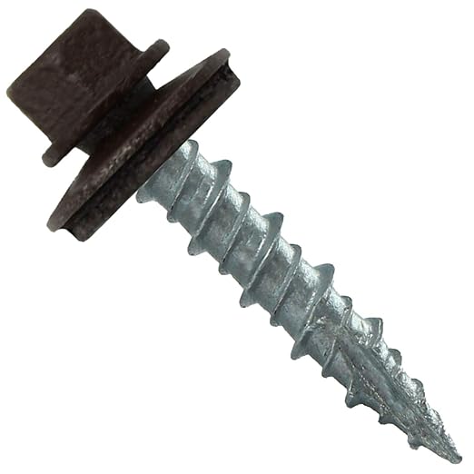 Metal Roofing Screws: (250) 10 x 1 Mansard Brown Hex Head Sheet Metal Roof Screw. Self Starting Metal to Wood siding Screws. EPDM Washer. Colored Head