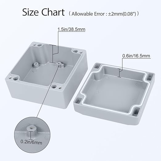 LeMotech Junction Box, Aluminum Alloy Metal Electrical Box, IP67 Waterproof Dustproof Project Box, Outdoor Universal Enclosure, Grey 3.9x3.9x2.3in (100x100x60mm)
