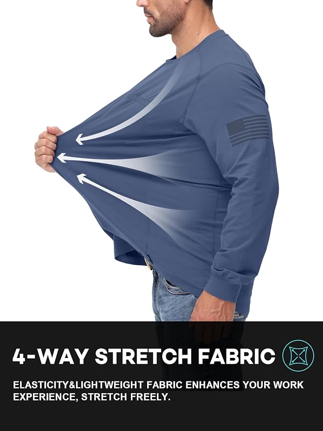 FR Shirts for Men 5.5OZ Lightweight Stretch Patriot Baseball T-Shirt Work Shirt