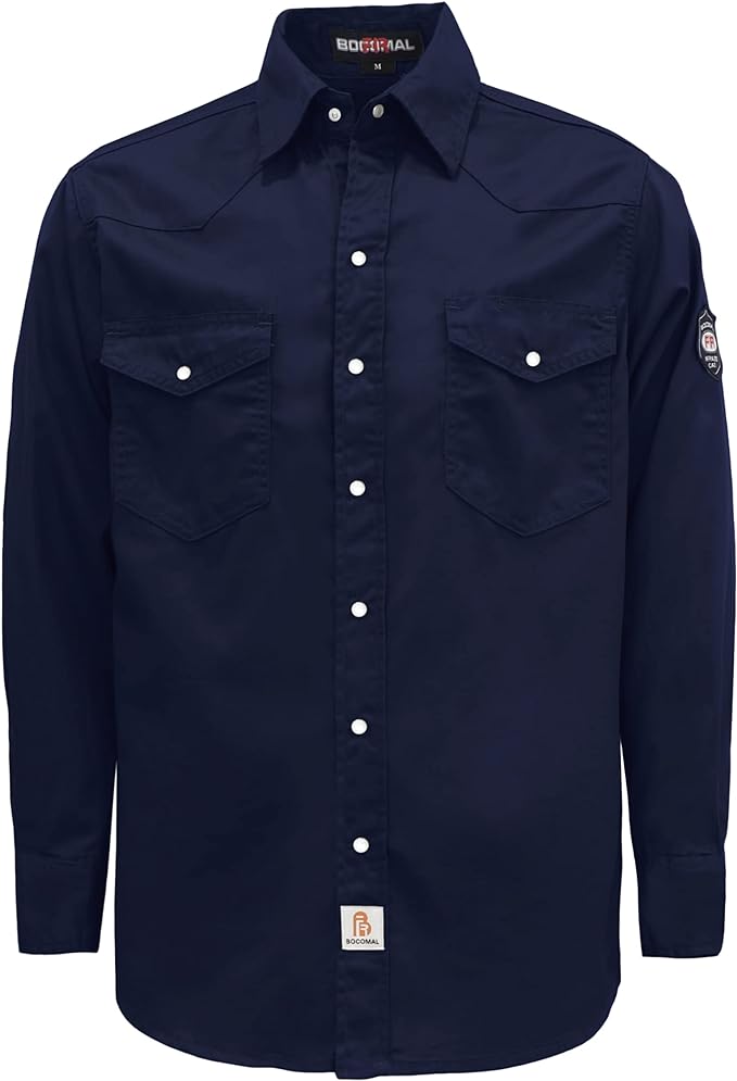 BOCOMAL FR Shirts 6.25oz Lightweight Welding Shirts Flame Resistant Men's Fire Retardant Shirt