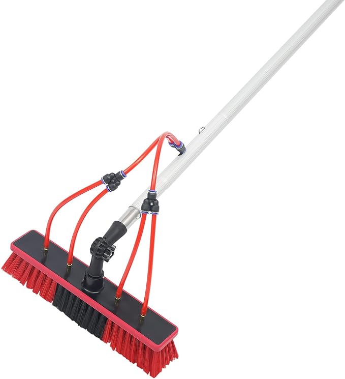Outdoor Window Cleaning Pole Kit Washing Equipment with 8×3.28ft Poles & 180 Degree Brush Head Window Washing Equipment Solar Panel Cleaning Kit for Cleaning High Windows, Photovoltaic Solar Panels