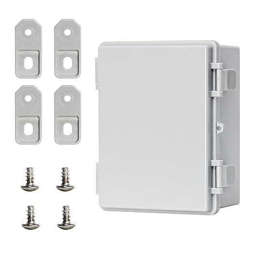 Waterproof Electrical Box Heavy Duty ABS Waterproof Junction Box, IP66 Dustproof Electrical Enclosure, Universal DIY Project Case for Outdoor Indoor Use Wall Brackets (8"x6.1"x3.9")