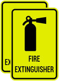 Signs ByLITA Portrait Round Fire Extinguisher Sign with Adhesive Tape, Mounts On Any Flat Surface (Yellow/Black) - Small (2 Pack)