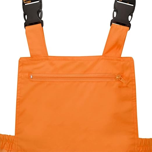 Pioneer Hi Vis Ripstop Waterproof Bib Pants/Overalls for Men - Reflective Safety Work Rain Pants - High Visibility Orange