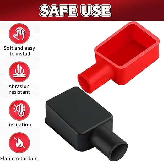 Battery Terminal Cover Flexible Positive and Negative Battery Terminal Protectors Car Insulating Battery Cover Red and Black Top Post Cap for Car Motorcycle Truck 4pcs