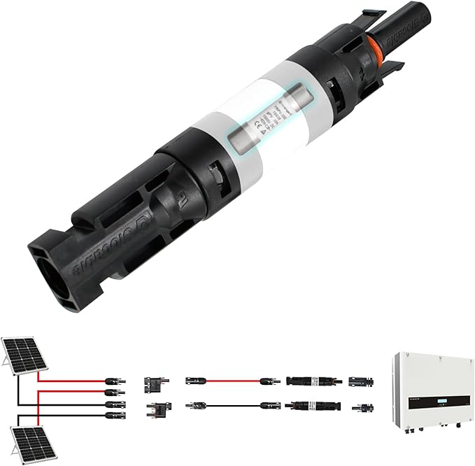 15A Solar in-line Fuse Holder Connector, IP68 1000V Male and Female Connector, for Solar Photovoltaic System (with 10X38mm Fuse)