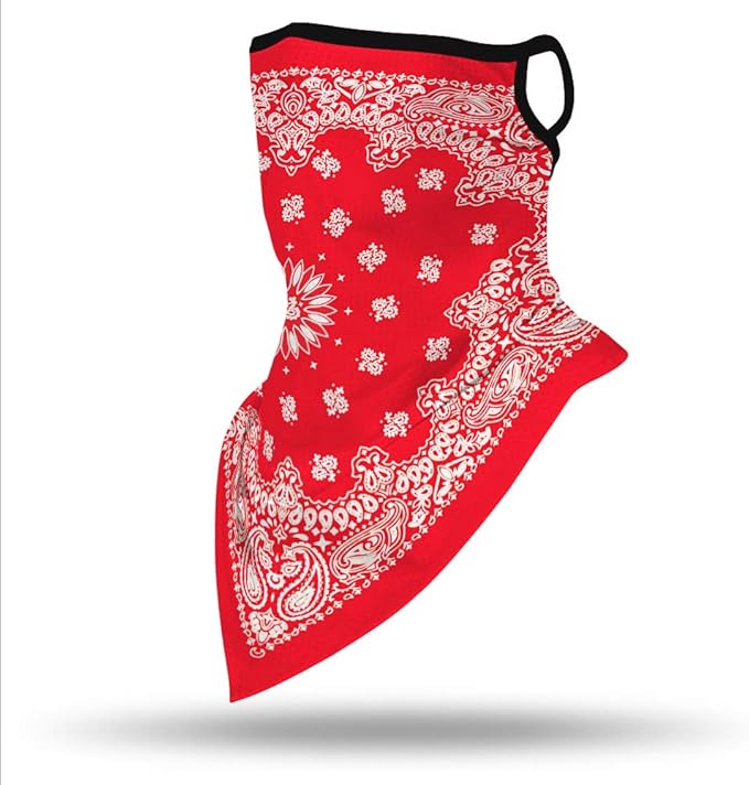 YAYOUREL Neck Gaiter Face Mask Bandanas for Men Women UV Face Scarf Cover Ear Loop Hole Facemask for Fishing Running Cycling