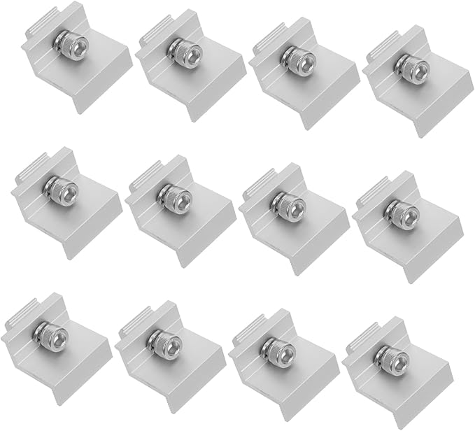 12pcs Metal Solar Panel Rack Clips Mid End Clamps for Secure Solar Panel Installation Easy to Install Bracket Holders for Outdoor Use