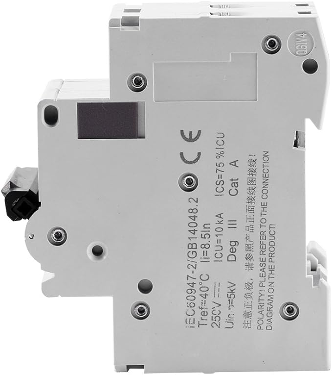 Walfront 2P 250V Low Voltage DC Miniature Circuit Breaker for Solar Panels Grid System Din Rail Mount C65H-DC Breaker DC Circuit Amp Solar Double Pole (32A)