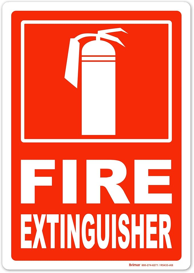 Brimar - 7" x 10" - Fire Extinguisher Sign - .125″ Acrylic - Clear Indication - Easy Installation