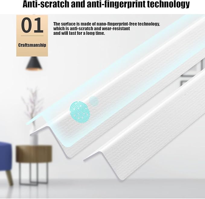 Wall Corner Protector White Wood Grain - 4 PCS, 3 ft x 1 in - Self Adhesive Corner Guards for Walls, Cabinet Doors, Edge Protector Trim; Easy to Install Wall Corner Guard (90cm x 2.5cm)