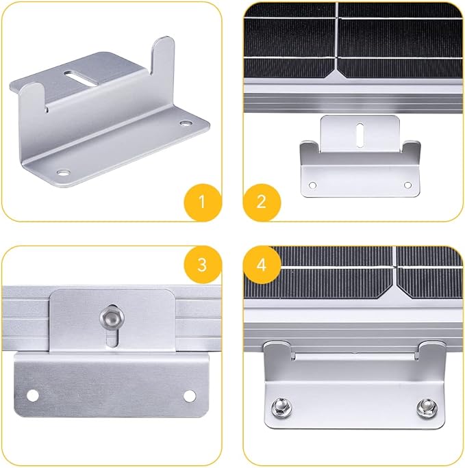 BougeRV 8 Units Solar Panel Mounting z Bracket, Supporting for RV, Roof, Boat, Off Grid, 2 Set of 4 Units