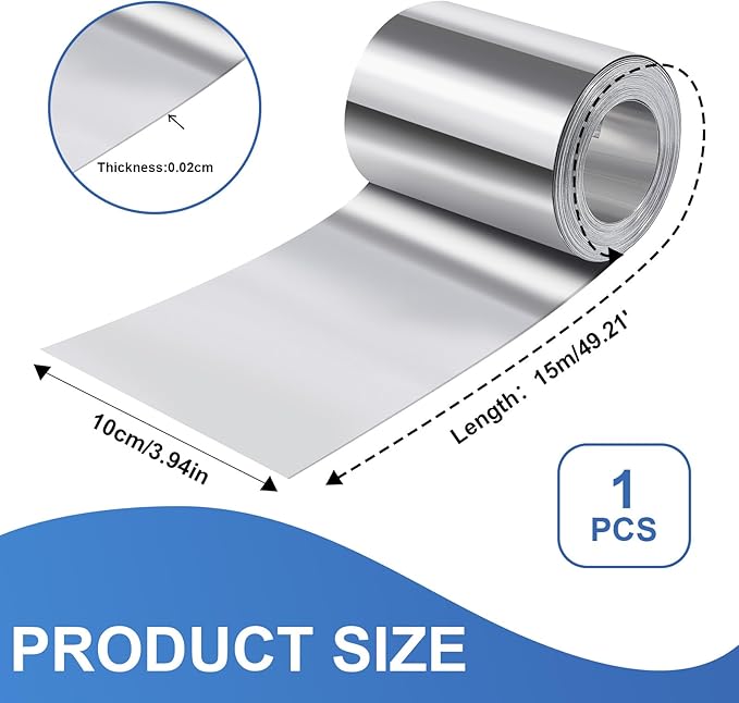 succulentlovers 4'' x 50' Aluminum Flashing Roll - Roof Flashing, 0.2mm Thickness Aluminum Roof Panels, Metal Roof Flashing for Sealing Windows Doors, Shed Weatherproofing Areas