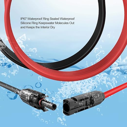 Solar Panel Extension Cable-1Pair 12AWG 10FT Solar Extension Cable Black＆Red with Male/Female Connectors Solar Panel PV Cable Wire with Extra Pair of Connectors Solar Panel Adaptor Kit