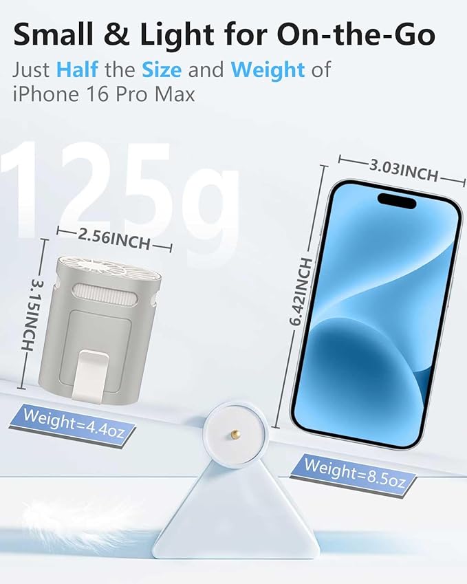 Shirt Fan Clip on Belt Hip Pants Back- Personalized Portable Waist Fans that Blow Cold Air,USB Chargeable Hangs round Neck Cooler Ac,Silencioso Waist Band Body Cooling Products for Woman Man Kid Gray