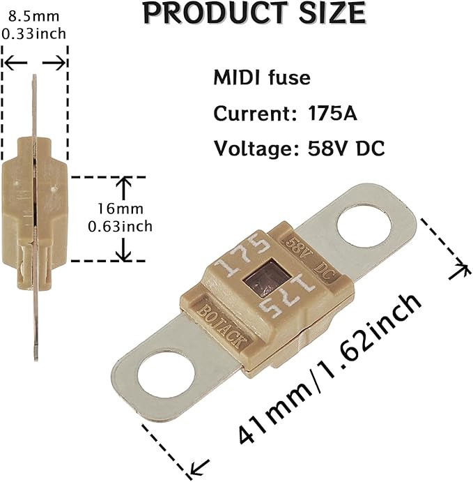 Midi Fuse Holder and 2 Pieces 175A Midi high Current Fuse Screw Fuse for Cars, Trucks, Vehicles(175 Amp)