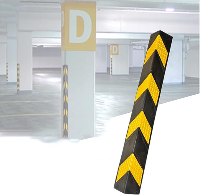 XPLKQXE Reflective Rubber Wall Corner Guard, Rubber Wall Protector Corner Protector, for Parking Protection Car Corner Guardrail Post (Color : Black+Yellow, Size : 2pcs)