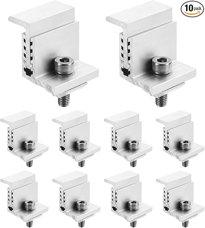 uxcell 10pcs Solar Panel End Clamp, Aluminum Z Brackets for Solar Panels Solar Mounting Brackets Kit for Solar Panel Pv Mounting System Accessories (32-50mm)