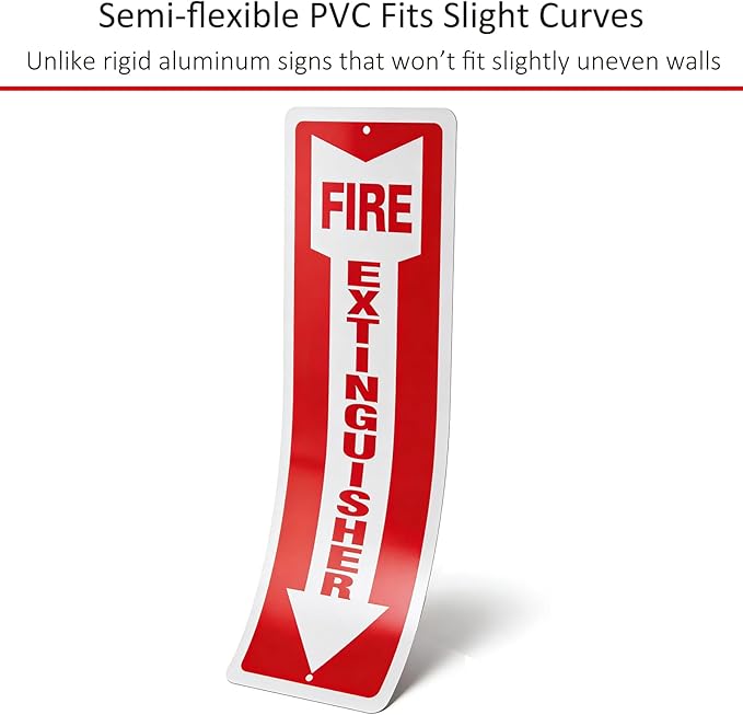 (12 Pack) Self-adhesive Fire Extinguisher Sign, 12" x 4" Durable Plastic Fire Extinguisher Sticker for Business and Home Use, Indoor, Outdoor, 20 Mil Thick PVC Safety Signs, Weather-resistant, No Fade, Easy to Install