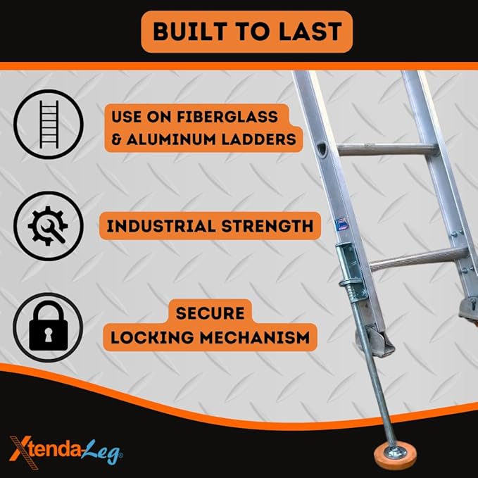Xtenda-Leg® Ladder Leveler - Rubber Feet, Perfect for Extension Ladders, Stabilizer Attachments for Safe Use - Stable Platform for Uneven Ground - Easy Installation - OSHA Approved - 6 Pairs