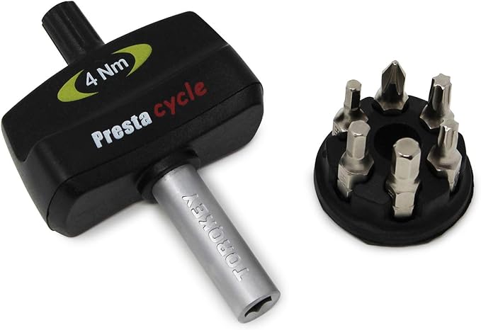 Prestacycle Mini Bike TorqKeys - Preset Torque Tool w/6 Bits & Holder – Compatible with Standard 1/4" hex bit - Choose from Sizes: 3Nm, 4Nm, 5Nm.