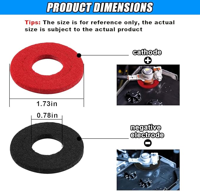 12PCS Battery Terminal Anti Corrosion Washers, 6 Red and 6 Black Battery Top & Side Terminal Protector, Universal Fiber Shim Accessories for Cars (Red/Black)