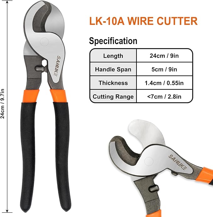 Sanuke Battery Cable Lug Crimping Tool Kit for AWG 8-1/0 Electrical Wire Lugs, Wire Crimper with 100pcs Ring Terminals 100pcs Heat Shrink Tubing and A Bag
