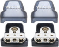 Recoil PBT-S04 2 Pack Premium Solid Brass Positive Negative Battery Terminals Clamps with Two 0/2/4 Gauge Outputs and One 4/8 Gauge Output
