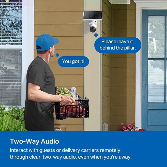 Tapo SolarCam 1080p Outdoor Wireless Security Camera - Battery Power with Solar, Person Detection, Subscription-Free Local Storage or Optional Cloud, Works with Alexa & Google Assistant, C402 KIT