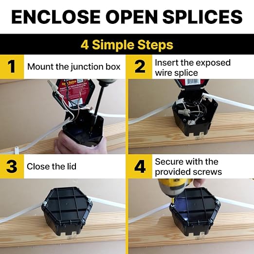 Rack-A-Tiers Open Splice Junction Box (5 Pack) (UL Listed), One-Piece Junction Box Splice Box. 5 Second Installation (JB400.p5)