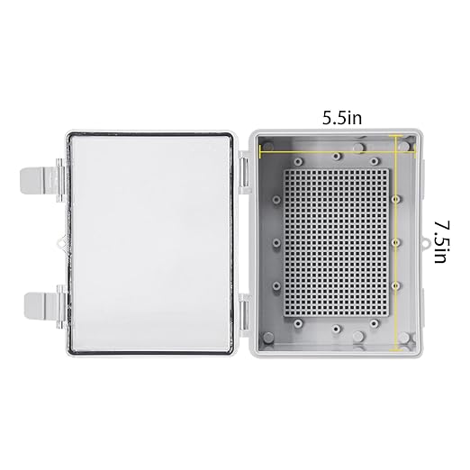 Electrical Junction Box Waterproof Outdoor Box Wall Brackets for Power Project Weatherproof Plastic Enclosure for LED Lights, Solar Panels, and Surveillance Cameras Clear (8"x6.1"x3.9")