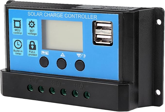 40A PWM Solar Controller for 12V 24V Batteries Auto RVs Off-Grid Systems with LCD Display and Multi-