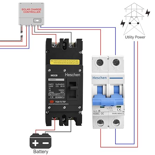 Heschen DC Molded Case Circuit Breaker MCCB, 2 Poles, DC1000V Photovoltaic Circuit Breaker, for Solar PV System Solar Panels Grid System (225A HSM3DC-250)