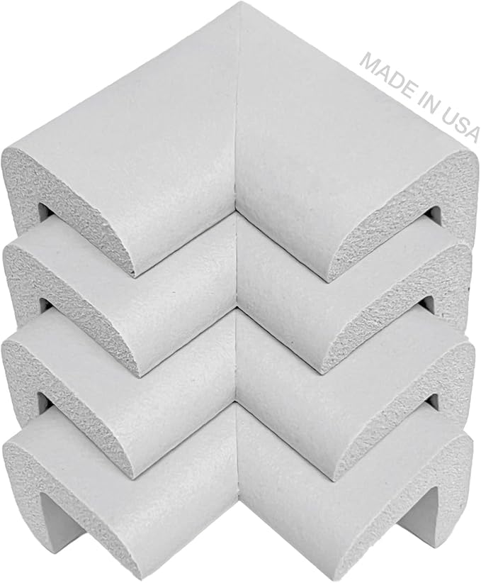 KidKusion Child Safety Corner Cushion | Soft Gray | 4 Pack | Made in USA, Child Safety, Child Proofing Corner Guard, Home Furniture Safety Bumper, Baby Proof Table Protector